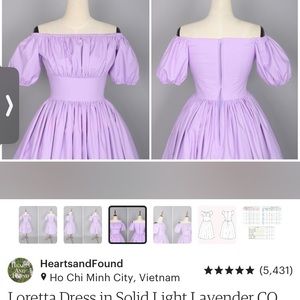 Hearts and found Loretta dress lavender size M